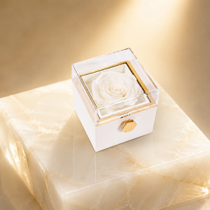 Fashion Acrylic Rotating Rose Jewelry Box