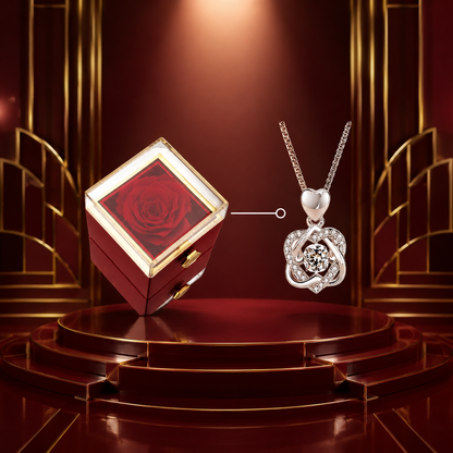 Fashion Acrylic Rotating Rose Jewelry Box