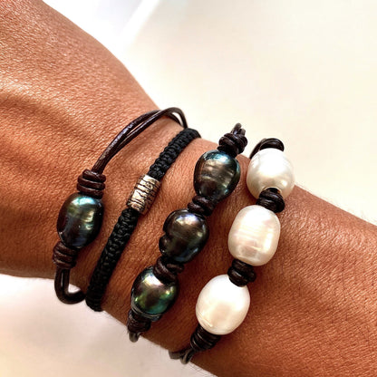 Triple Freshwater Baroque White Pearl Bracelet