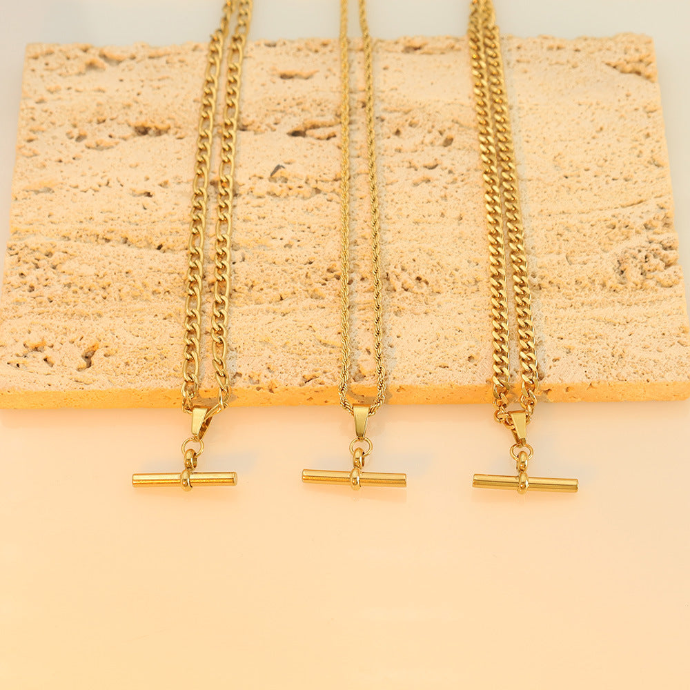 18k pendant, a trendy T-shaped pendant for women