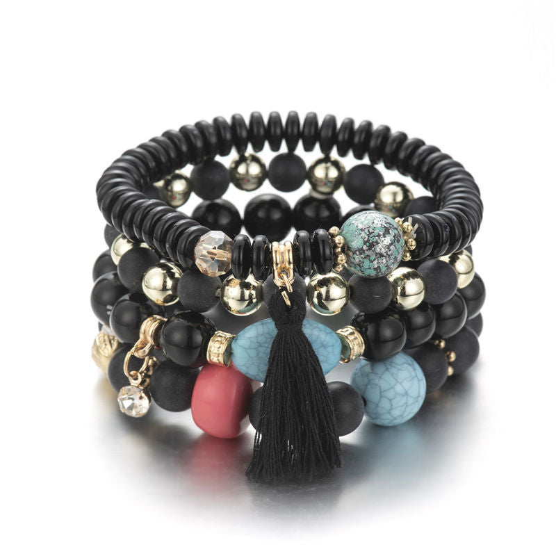 Bohemian Crystal Tassel Beaded Bracelet