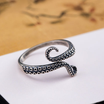 Cthulhu open ring style distressed craft octopus tentacle ring
