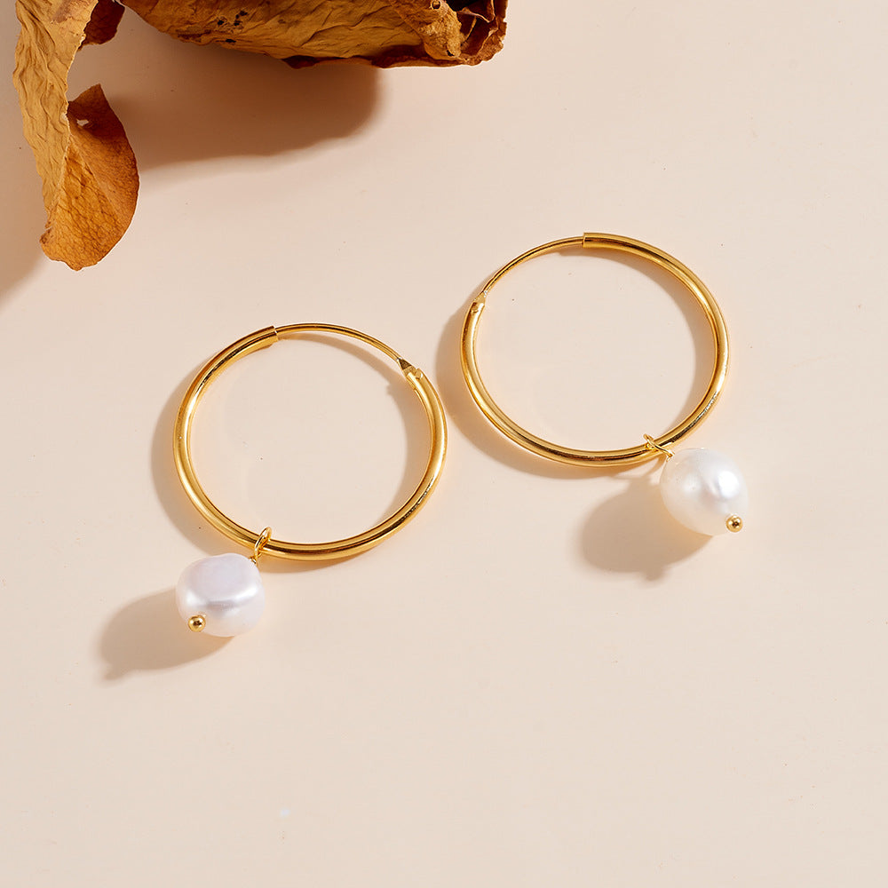 S925 silver elegant and high-end earrings, light pearl ear rings, versatile earrings