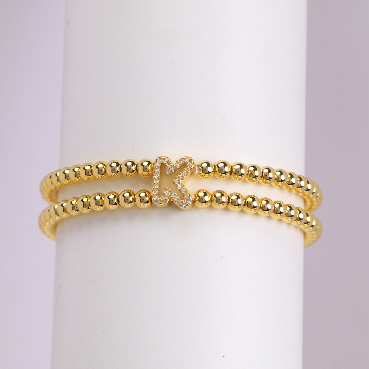 18K Bubble Letter Beaded Bracelet