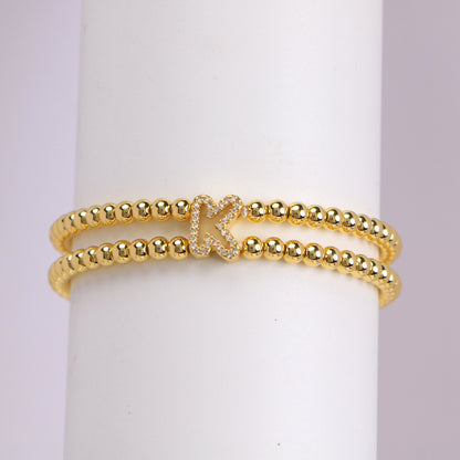 18K Bubble Letter Beaded Bracelet