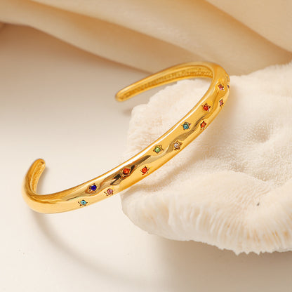 18K Gold Open Star Bracelet