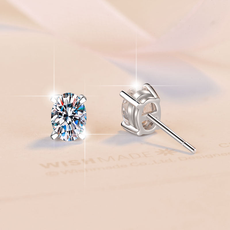 Oval stud earrings for women