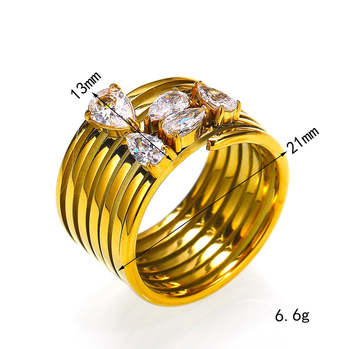 A -style design with an arc-shaped ring for women