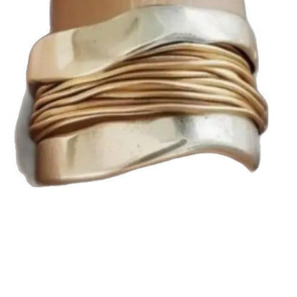 Two-color silk wide-face ring