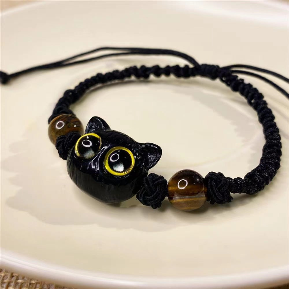 Black Cat Hand-Woven Couple Bracelet