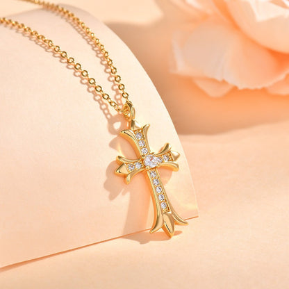 The new European and American cross necklace features a niche design and is suitable for both men and women. It is a fashionable and individual pendant that has become a popular online accessory