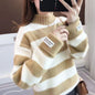 Chenille Striped Pullover Knit Sweater