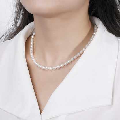 Baroque light rice grain pearl Women's elegance chain 925 silver chain