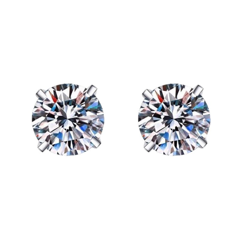 s925 Moissanite Stud Earrings for Women, Classic four-prong  stud earrings and earrings