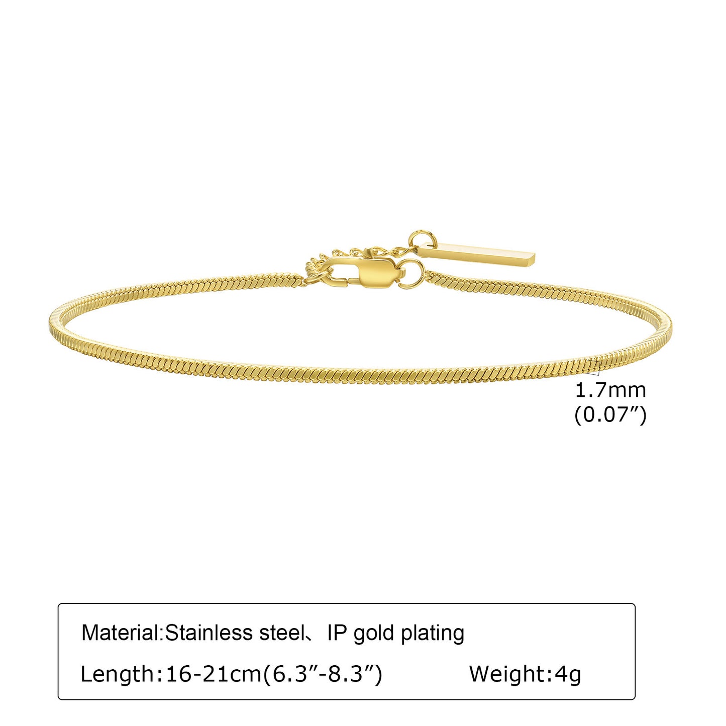 Ladies' Square Snake Chain Bracelet