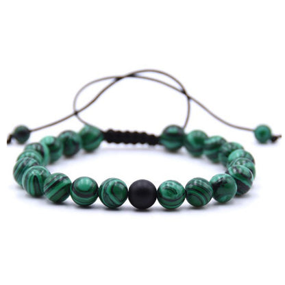 8-millimeter green malachite woven bracelet