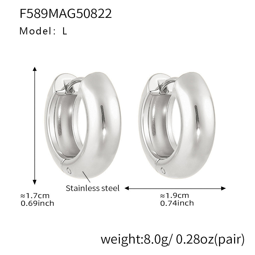 Mili fine-polished plain ring ear loops and ear les, 18k plated women's earrings