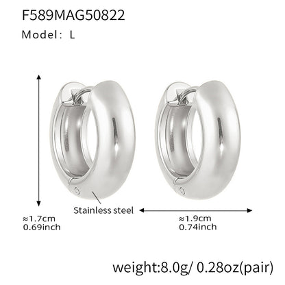 Mili fine-polished plain ring ear loops and ear les, 18k plated women's earrings