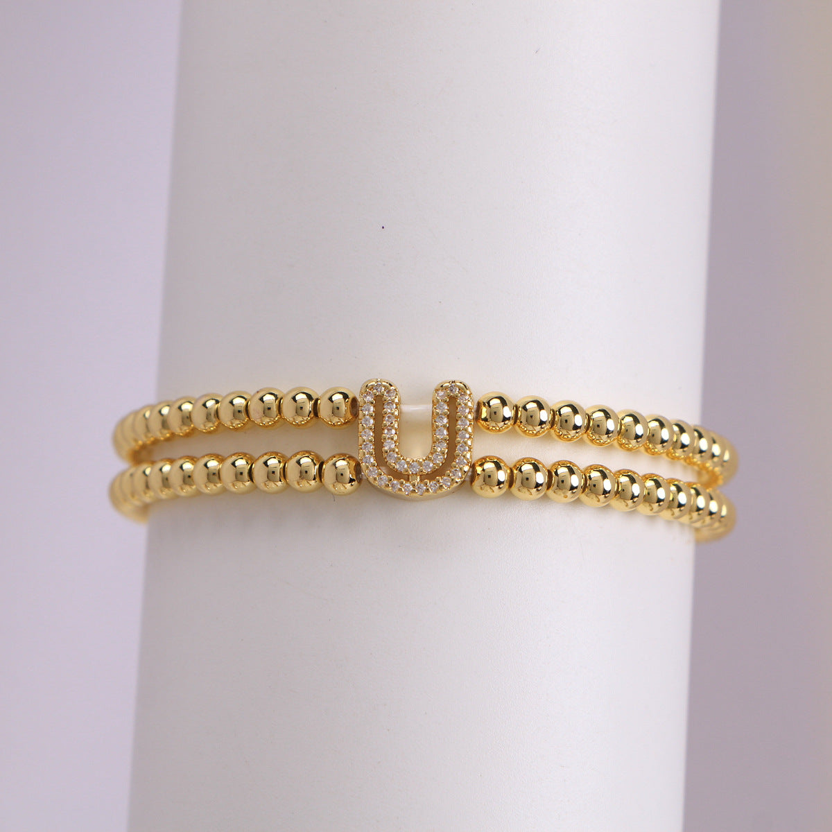 18K Bubble Letter Beaded Bracelet