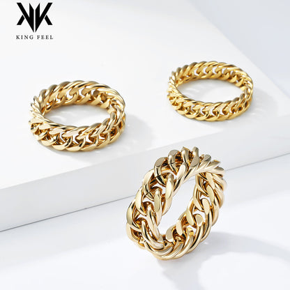 Cold and neutral landscape chain ring, double woven Cuban chain, high-end couple's jewelry