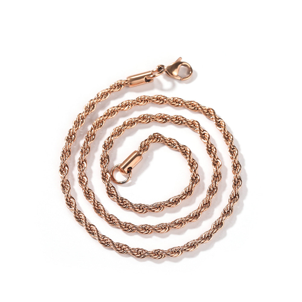 A versatile color twist chain, plain chain and twisted rope necklace for boys