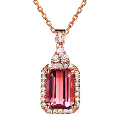 Brazilian Red Tourmaline Stone Pendant Necklace