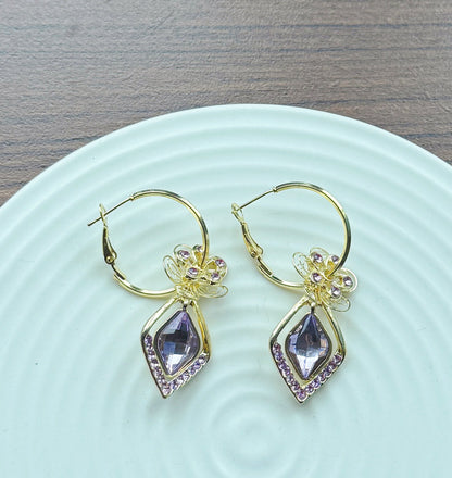Bloem Zirkoon Rhombic Sapphire Drop Oorbellen