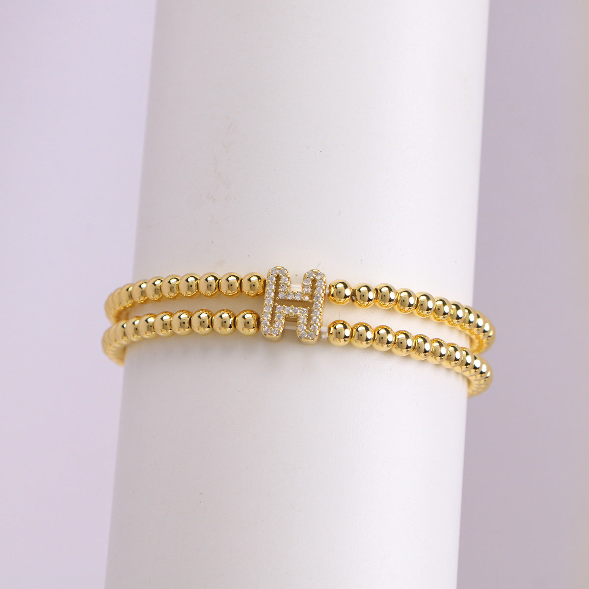 18K Bubble Letter Beaded Bracelet