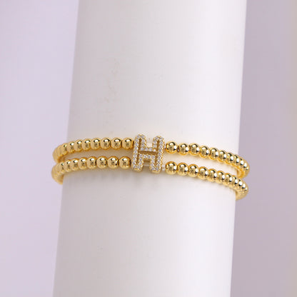 18K Bubble Letter Beaded Bracelet