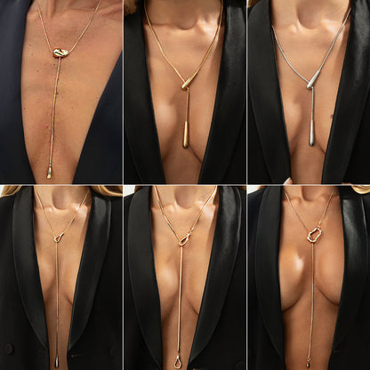 Irregular design pendant long commuter thin chain sweater necklace