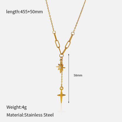 Octagonal star women's high-end tassel pendant set with starlight cross necklace