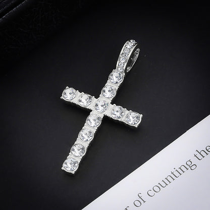 Eco-friendly zinc cross pendant, 4mm single-row chain
