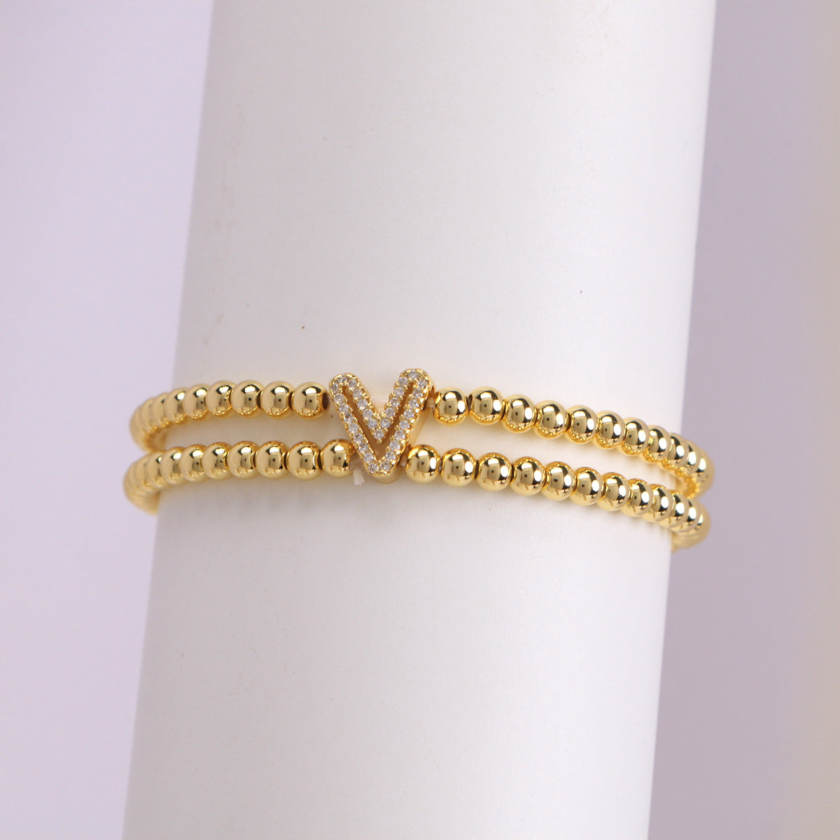 18K Bubble Letter Beaded Bracelet
