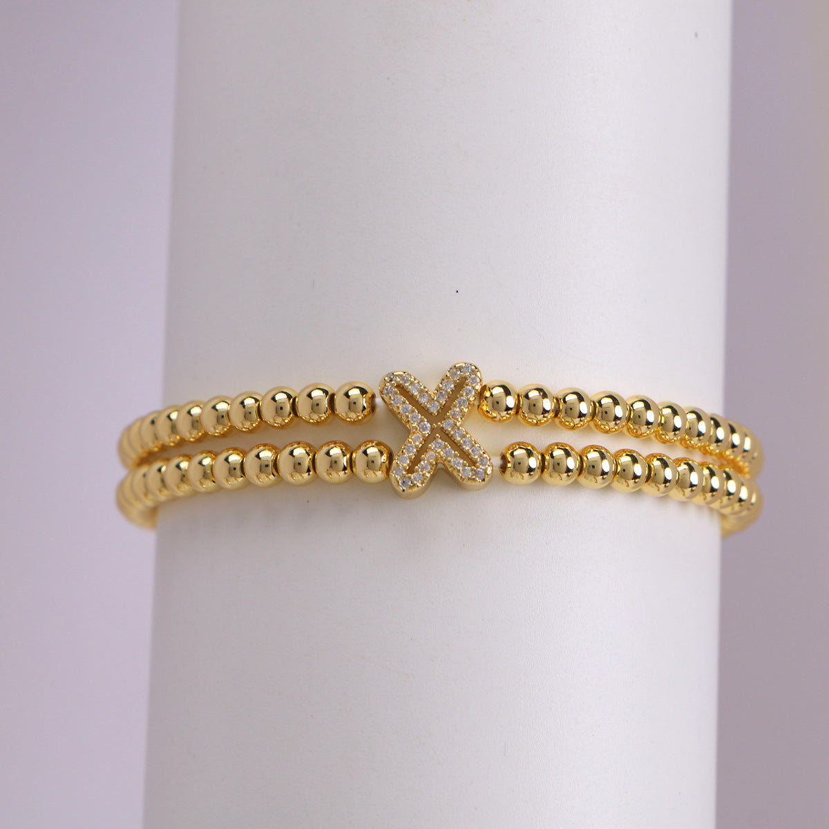 18K Bubble Letter Beaded Bracelet
