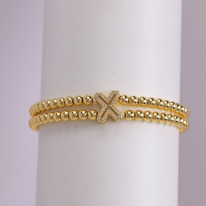 18K Bubble Letter Beaded Bracelet