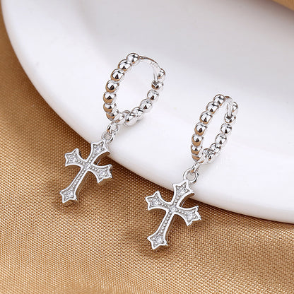 S925 Silver Micro-Inlaid Cross Stud Earrings – Delicate & Versatile