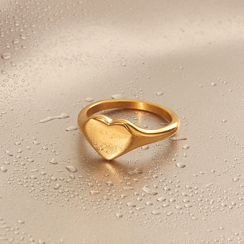 Wind heart ring, ooth and versatile heart ring, wind plated 18k heart ring decoration