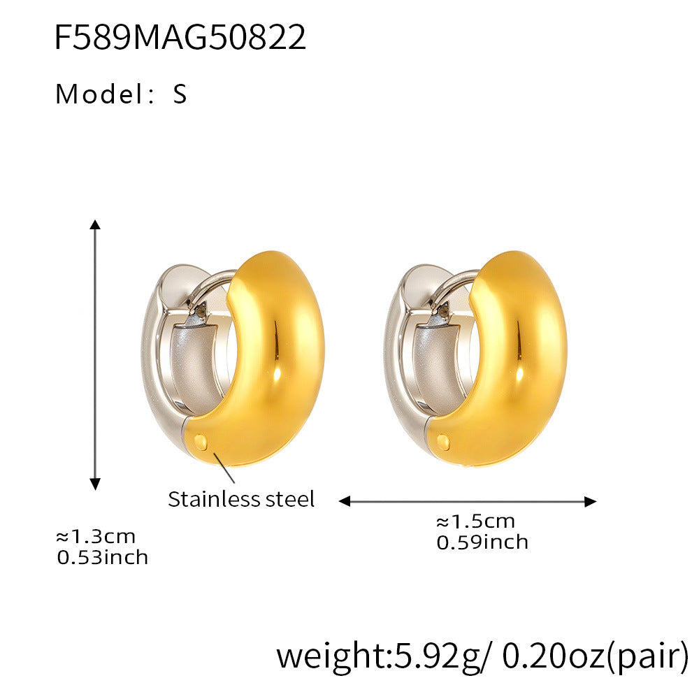 Mili fine-polished plain ring ear loops and ear les, 18k plated women's earrings