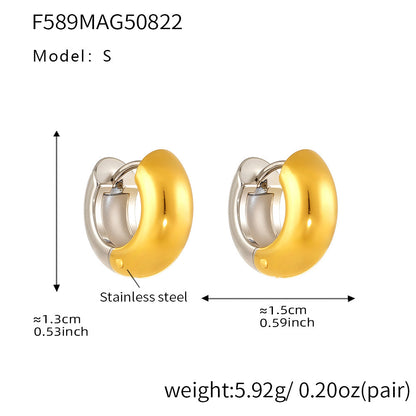 Mili fine-polished plain ring ear loops and ear les, 18k plated women's earrings