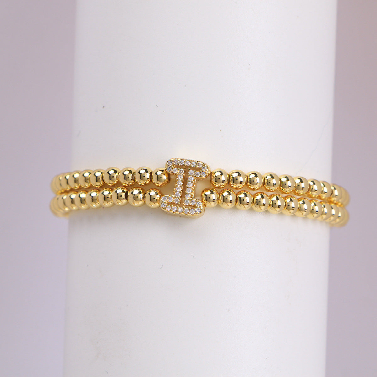 18K Bubble Letter Beaded Bracelet