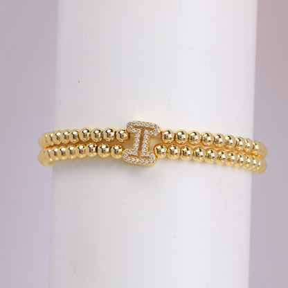 18K Bubble Letter Beaded Bracelet