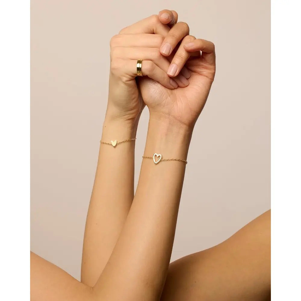 【 18k double-layer heart-shaped bracelet 】 Layered style high-end decoration