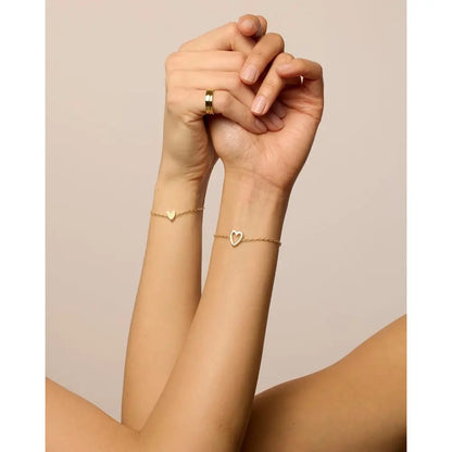 【 18k double-layer heart-shaped bracelet 】 Layered style high-end decoration