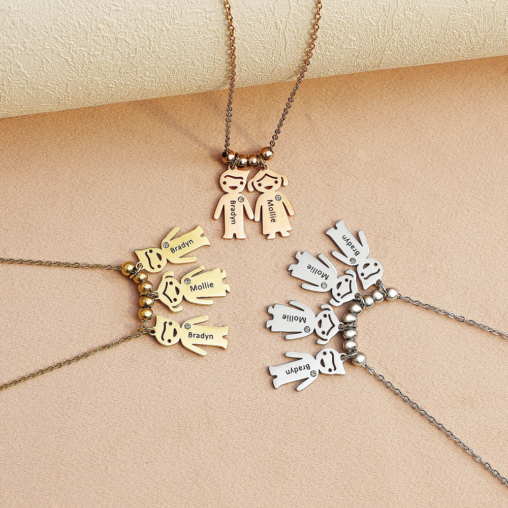 Thanksgiving engraved doll pendant, pendant and chain accessory