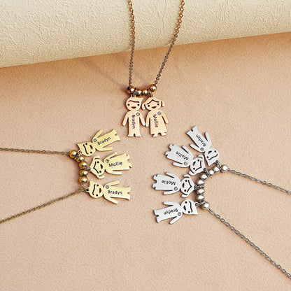Thanksgiving engraved doll pendant, pendant and chain accessory
