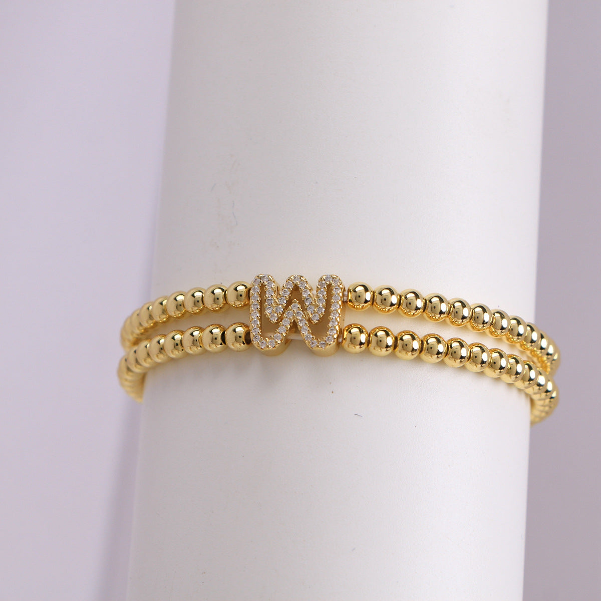 18K Bubble Letter Beaded Bracelet