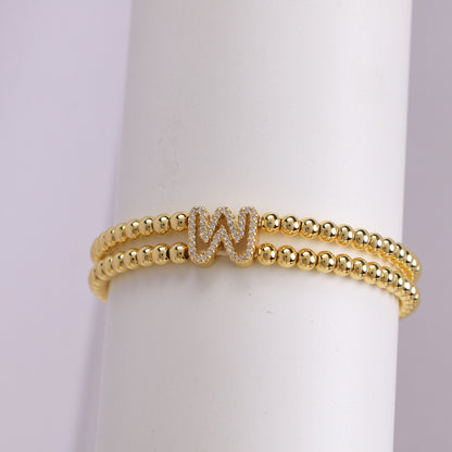 18K Bubble Letter Beaded Bracelet