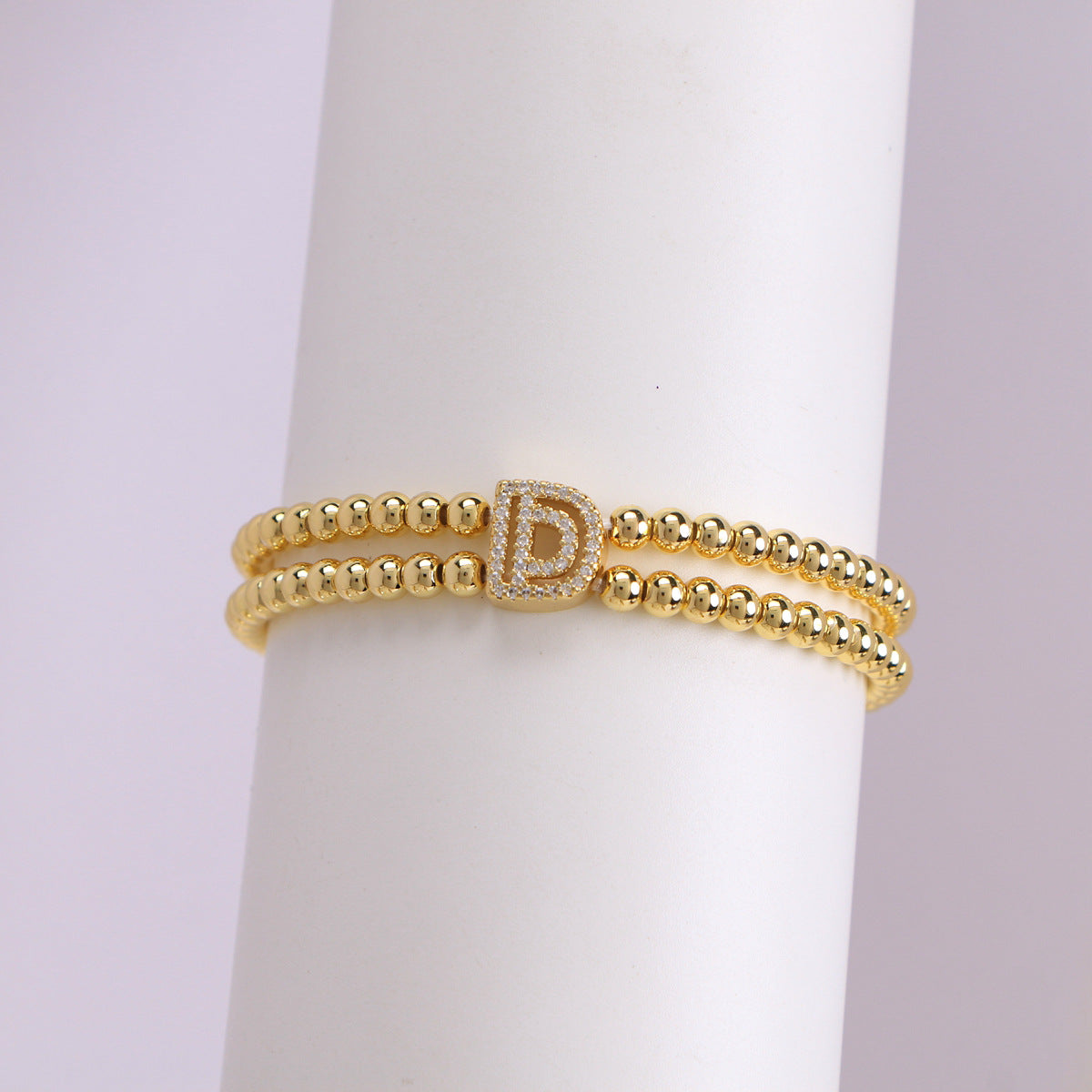 18K Bubble Letter Beaded Bracelet