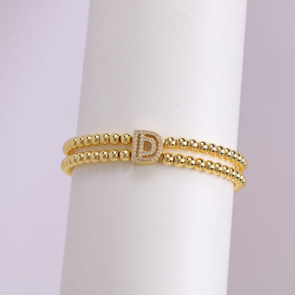 18K Bubble Letter Beaded Bracelet