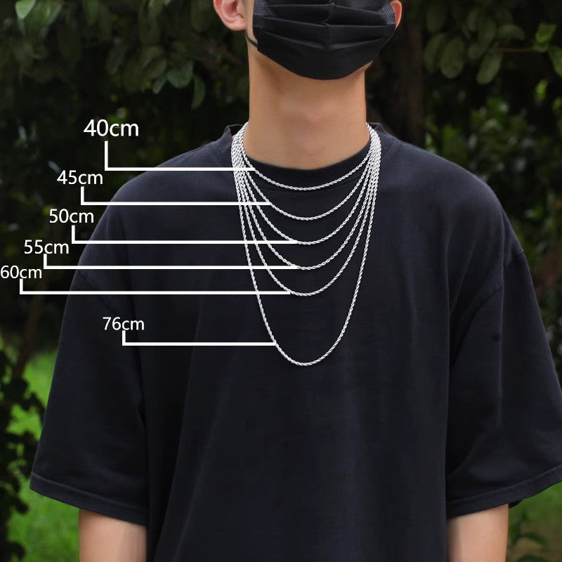 A versatile color twist chain, plain chain and twisted rope necklace for boys